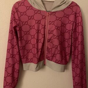 Pink and Gray Hooded Jacket
